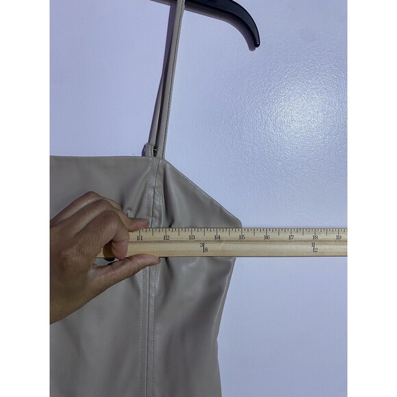 Zara Jumpsuit Small Beige Faux Leather Adjustable Straps Party Summer Tan - Picture 15 of 16